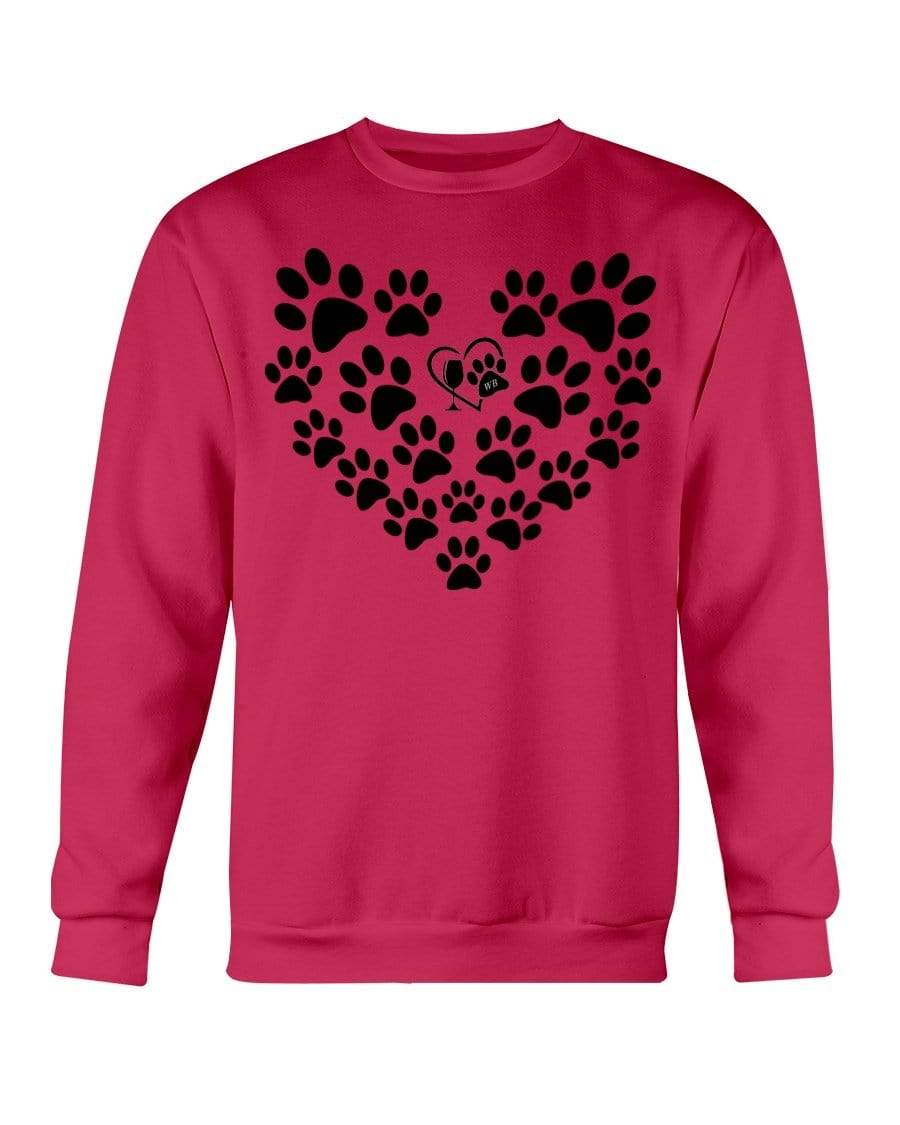 Sweatshirts Cherry Red / S Winey Bitches Co Heart Paws (Black) Sweatshirt - Crew WineyBitchesCo