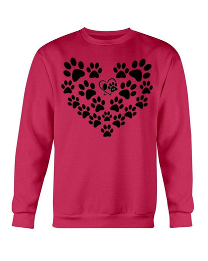Sweatshirts Cherry Red / S Winey Bitches Co Heart Paws (Black) Sweatshirt - Crew WineyBitchesCo
