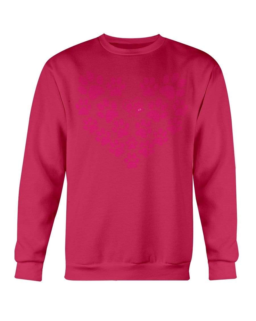 Sweatshirts Cherry Red / S Winey Bitches Co Heart Paws (Pink) Sweatshirt - Crew WineyBitchesCo