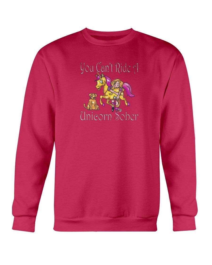 Sweatshirts Cherry Red / S Winey Bitches Co "You Can't Ride A Unicorn Sober" Sweatshirt - Crew WineyBitchesCo