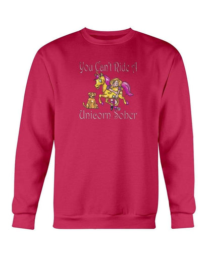 Sweatshirts Cherry Red / S Winey Bitches Co "You Can't Ride A Unicorn Sober" Sweatshirt - Crew WineyBitchesCo