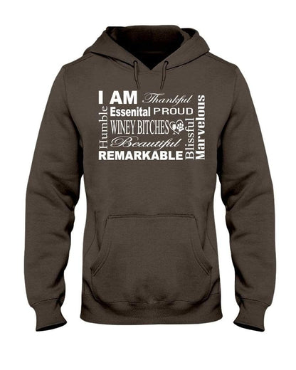 Sweatshirts Classic Brown / S Winey Bitches Co "I Am Essential" White Letters- 50/50 Hoodie WineyBitchesCo