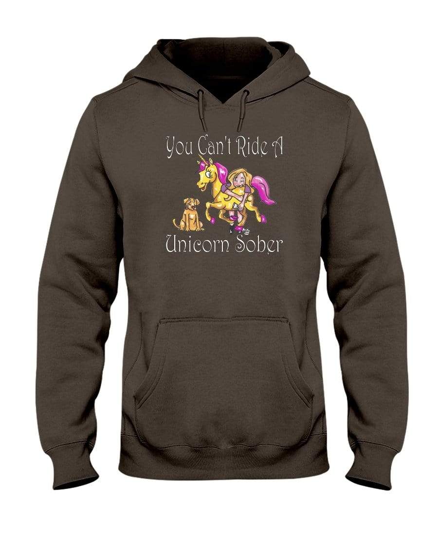 Sweatshirts Classic Brown / S Winey Bitches Co "You Can't Ride A Unicorn Sober" 50/50 Hoodie WineyBitchesCo