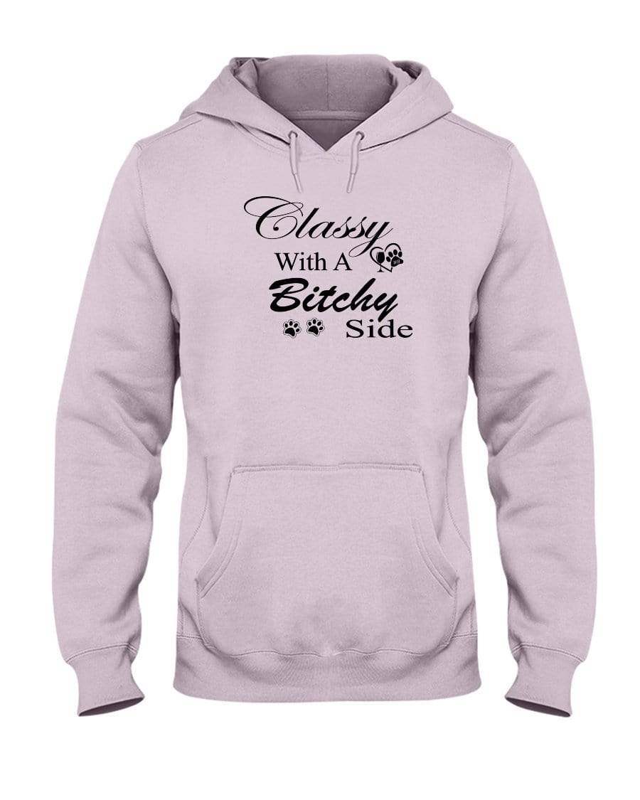 Sweatshirts Classic Pink / S Winey Bitches Co "Classy with a Bitchy Side" White Letters 50/50 Hoodie WineyBitchesCo