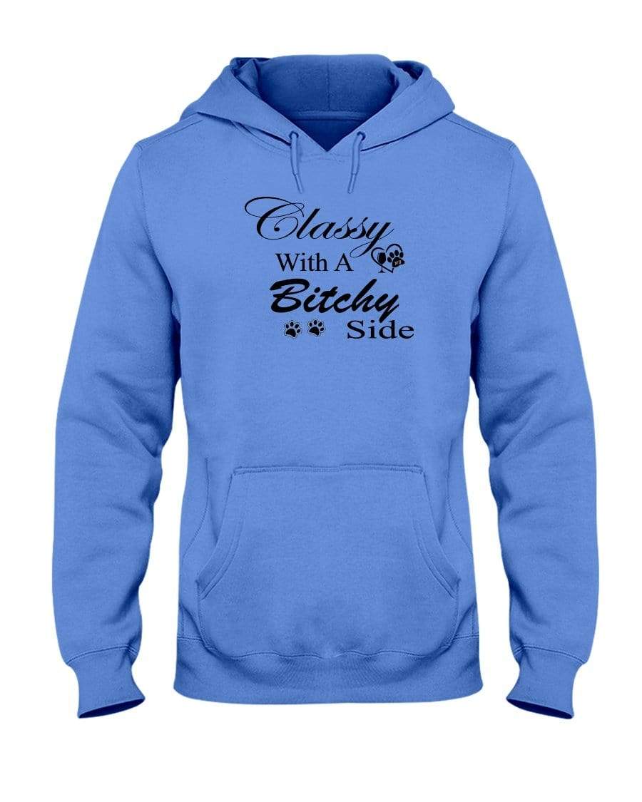 Sweatshirts Columbia Blue / S Winey Bitches Co "Classy with a Bitchy Side" White Letters 50/50 Hoodie WineyBitchesCo