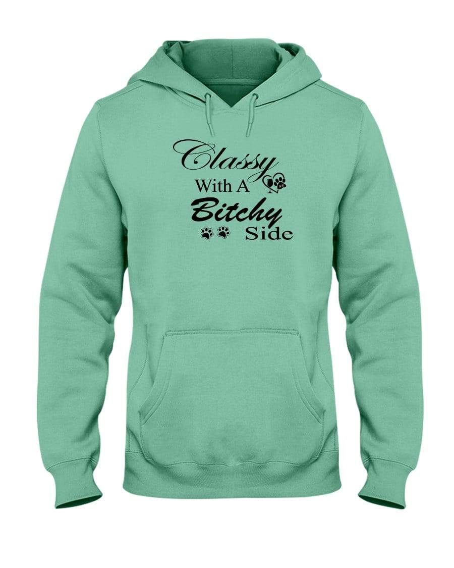 Sweatshirts Cool Mint / S Winey Bitches Co "Classy with a Bitchy Side" White Letters 50/50 Hoodie WineyBitchesCo
