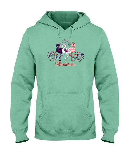 Sweatshirts Cool Mint / S Winey Bitches Co "Flamerica" Patriotic Flamingo 50/50 Hoodie WineyBitchesCo
