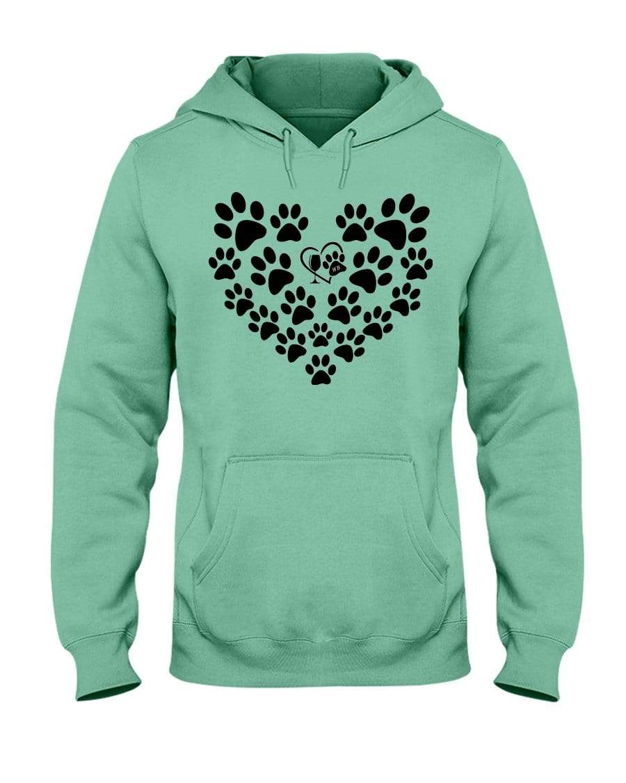 Sweatshirts Cool Mint / S Winey Bitches Co Heart Paws (Black) 50/50 Hoodie WineyBitchesCo