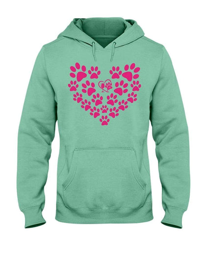 Sweatshirts Cool Mint / S Winey Bitches Co Heart Paws (Pink) 50/50 Hoodie-Pink Lttrs WineyBitchesCo