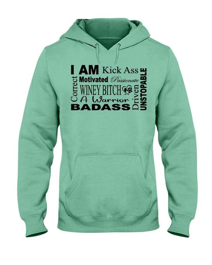 Sweatshirts Cool Mint / S Winey Bitches Co "I Am Motivated" Black Lettering-50/50 Hoodie WineyBitchesCo