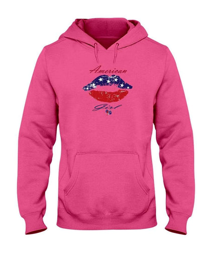 Sweatshirts Cyber Pink / S Winey Bitches Co "American Girl" 50/50 Hoodie WineyBitchesCo