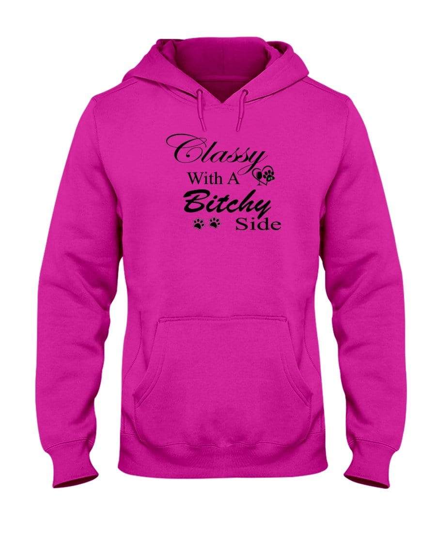 Sweatshirts Cyber Pink / S Winey Bitches Co "Classy with a Bitchy Side" White Letters 50/50 Hoodie WineyBitchesCo