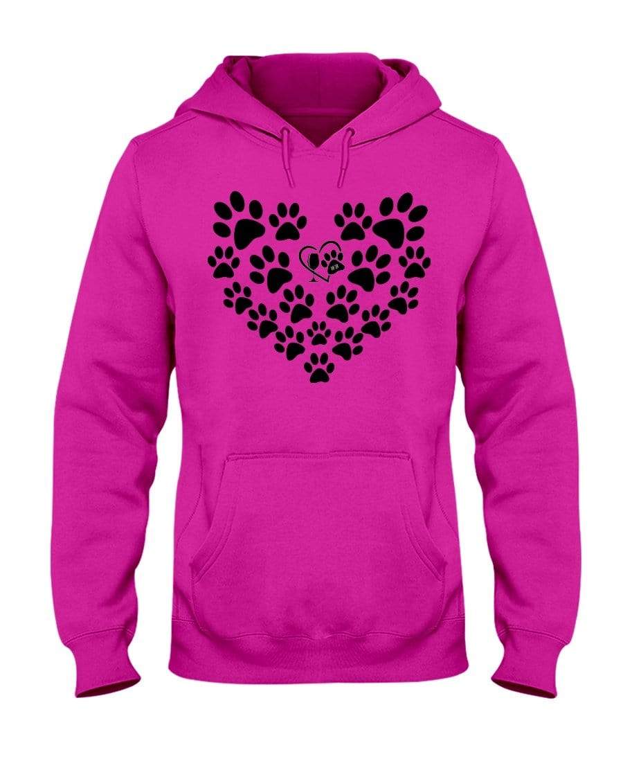 Sweatshirts Cyber Pink / S Winey Bitches Co Heart Paws (Black) 50/50 Hoodie WineyBitchesCo