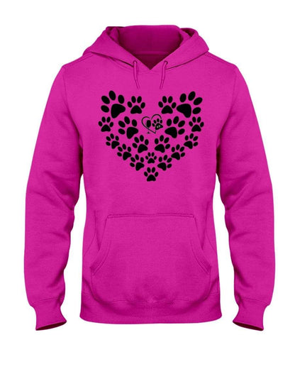Sweatshirts Cyber Pink / S Winey Bitches Co Heart Paws (Black) 50/50 Hoodie WineyBitchesCo
