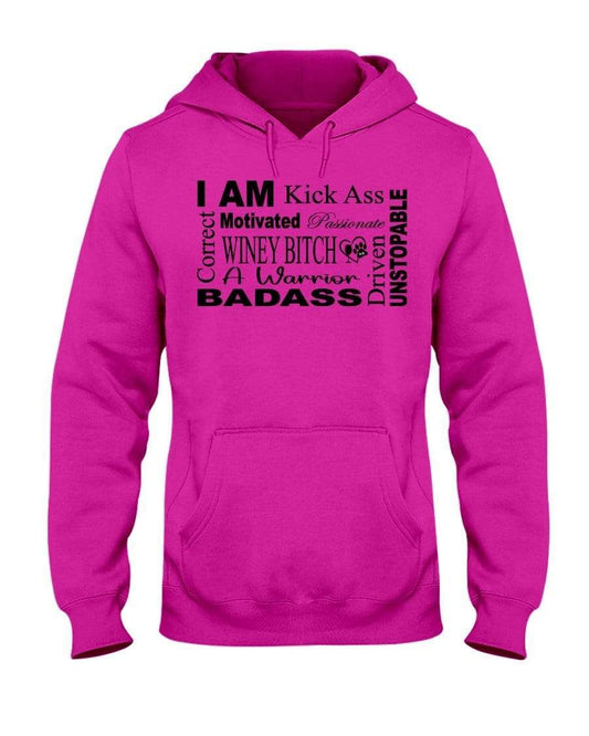 Sweatshirts Cyber Pink / S Winey Bitches Co "I Am Motivated" Black Lettering-50/50 Hoodie WineyBitchesCo