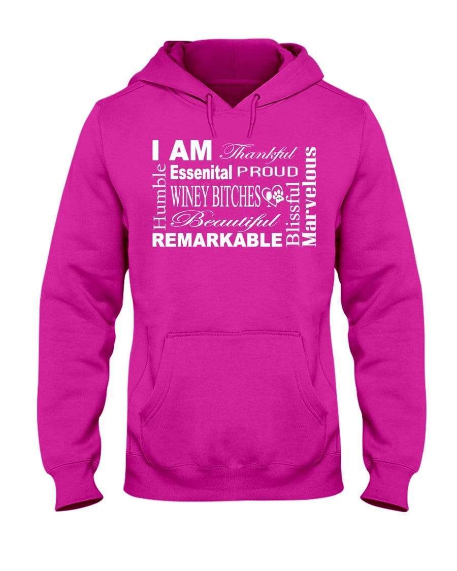 Sweatshirts Cyber Pink / S Winey Bitches Co "I Am Proud" White Lettering- 50/50 Hoodie WineyBitchesCo