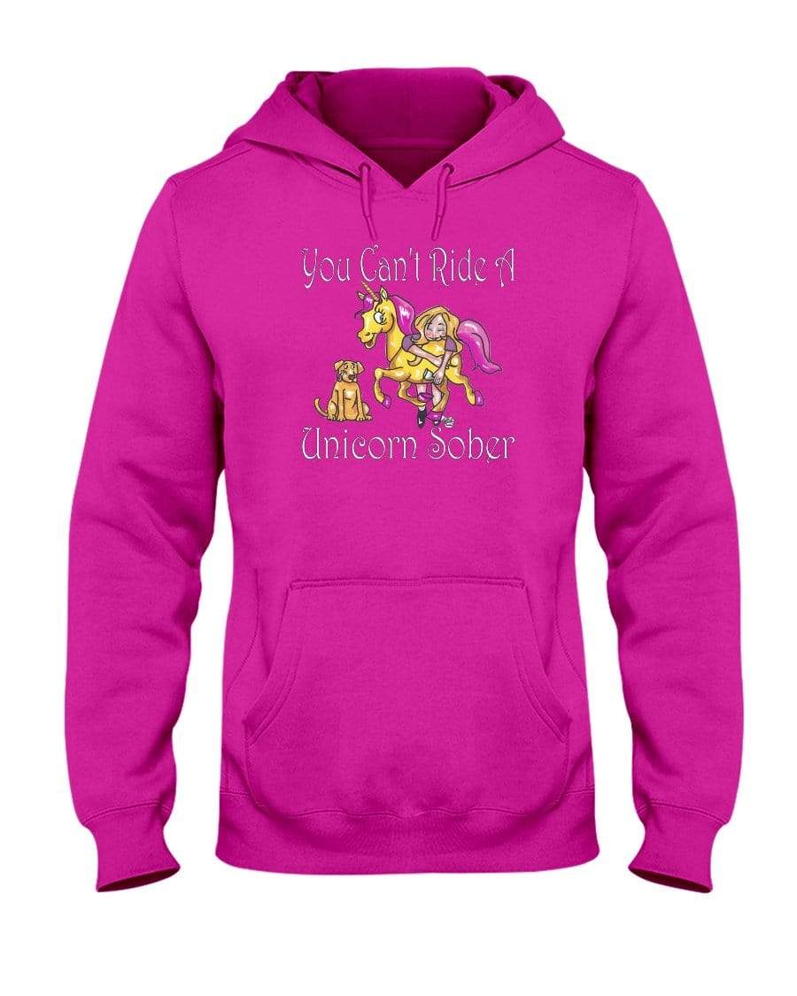 Sweatshirts Cyber Pink / S Winey Bitches Co "You Can't Ride A Unicorn Sober" 50/50 Hoodie WineyBitchesCo