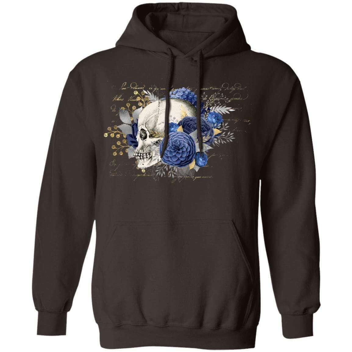 Sweatshirts Dark Chocolate / S Winey Bitches Co Floral Skull Design #5 Pullover Hoodie 8 oz. WineyBitchesCo