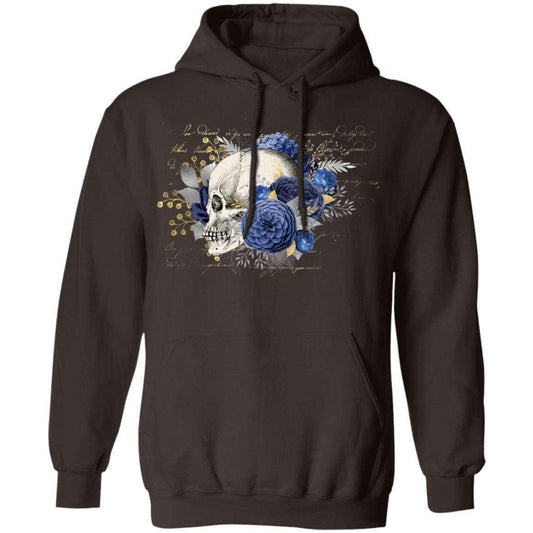 Sweatshirts Dark Chocolate / S Winey Bitches Co Floral Skull Design #5 Pullover Hoodie 8 oz. WineyBitchesCo