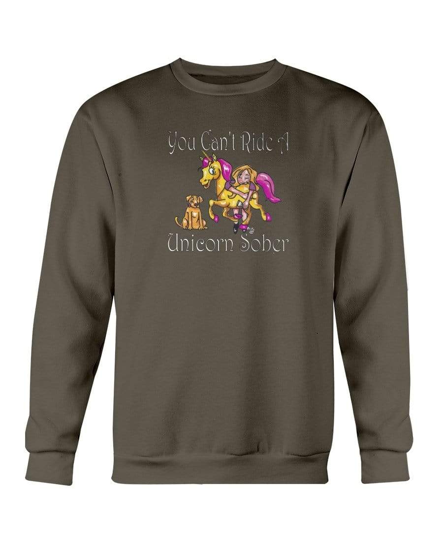 Sweatshirts Dark Chocolate / S Winey Bitches Co "You Can't Ride A Unicorn Sober" Sweatshirt - Crew WineyBitchesCo