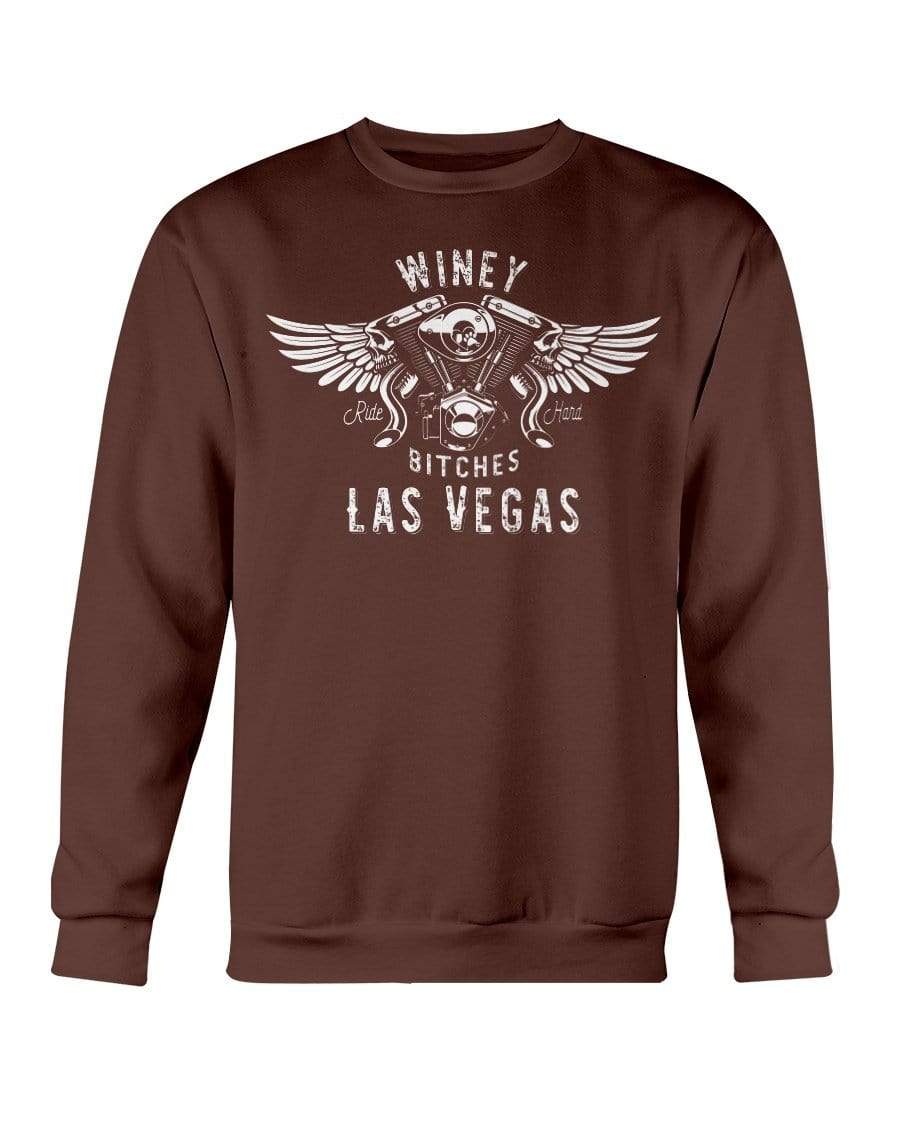 Sweatshirts Dark Chocolate / S Winey Bitches "Ride Hard Las Vegas" Sweatshirt - Crew-Wht Lettering WineyBitchesCo
