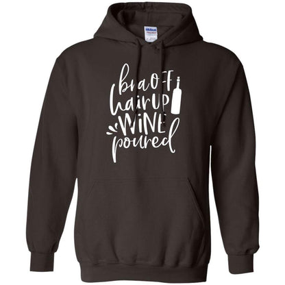 Sweatshirts Dark Chocolate / S WineyBitches.Co Bra Off Hair Up Wine Poured Pullover Hoodie 8 oz. (Wht Lettering) WineyBitchesCo