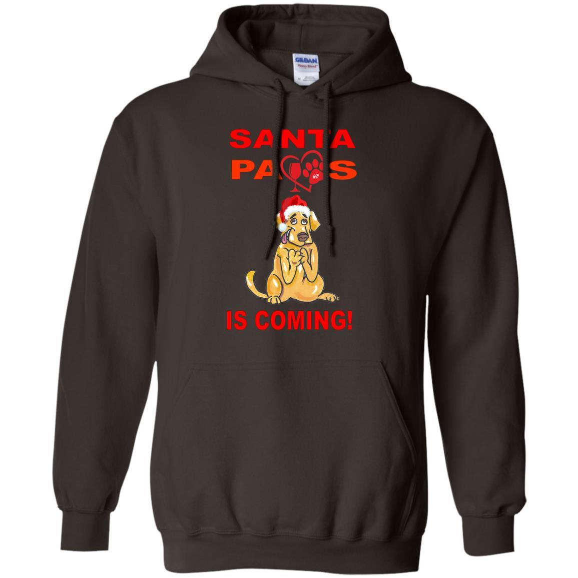 Sweatshirts Dark Chocolate / S WineyBitches.co "Santa Paws Is Coming " Pullover Hoodie 8 oz. WineyBitchesCo