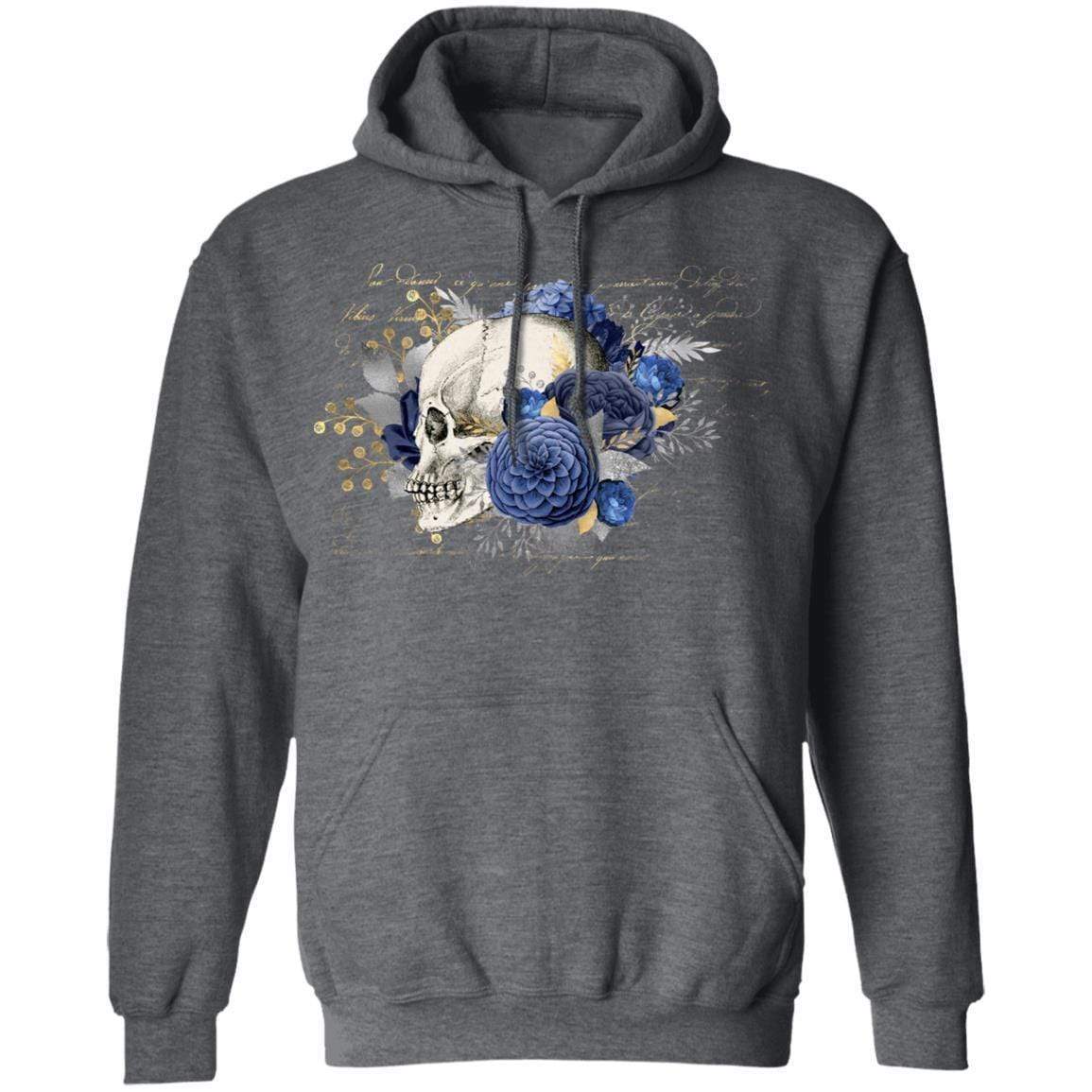 Sweatshirts Dark Heather / S Winey Bitches Co Floral Skull Design #5 Pullover Hoodie 8 oz. WineyBitchesCo