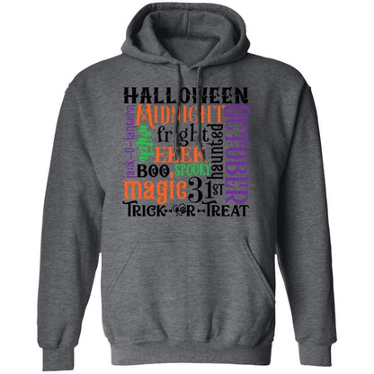 Sweatshirts Dark Heather / S Winey Bitches Co "Halloween Word Jumble" Pullover Hoodie 8 oz. WineyBitchesCo