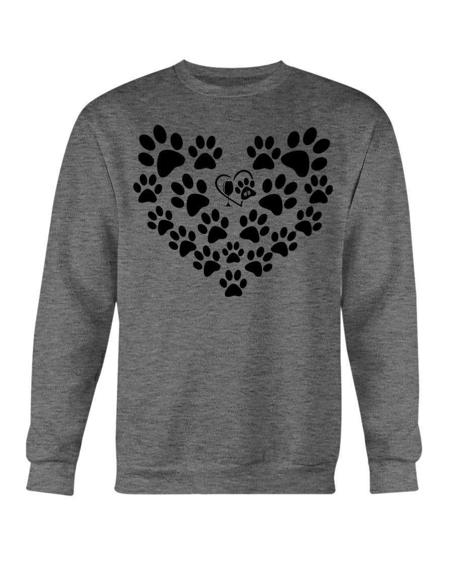 Sweatshirts Dark Heather / S Winey Bitches Co Heart Paws (Black) Sweatshirt - Crew WineyBitchesCo