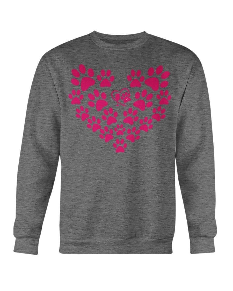 Sweatshirts Dark Heather / S Winey Bitches Co Heart Paws (Pink) Sweatshirt - Crew WineyBitchesCo