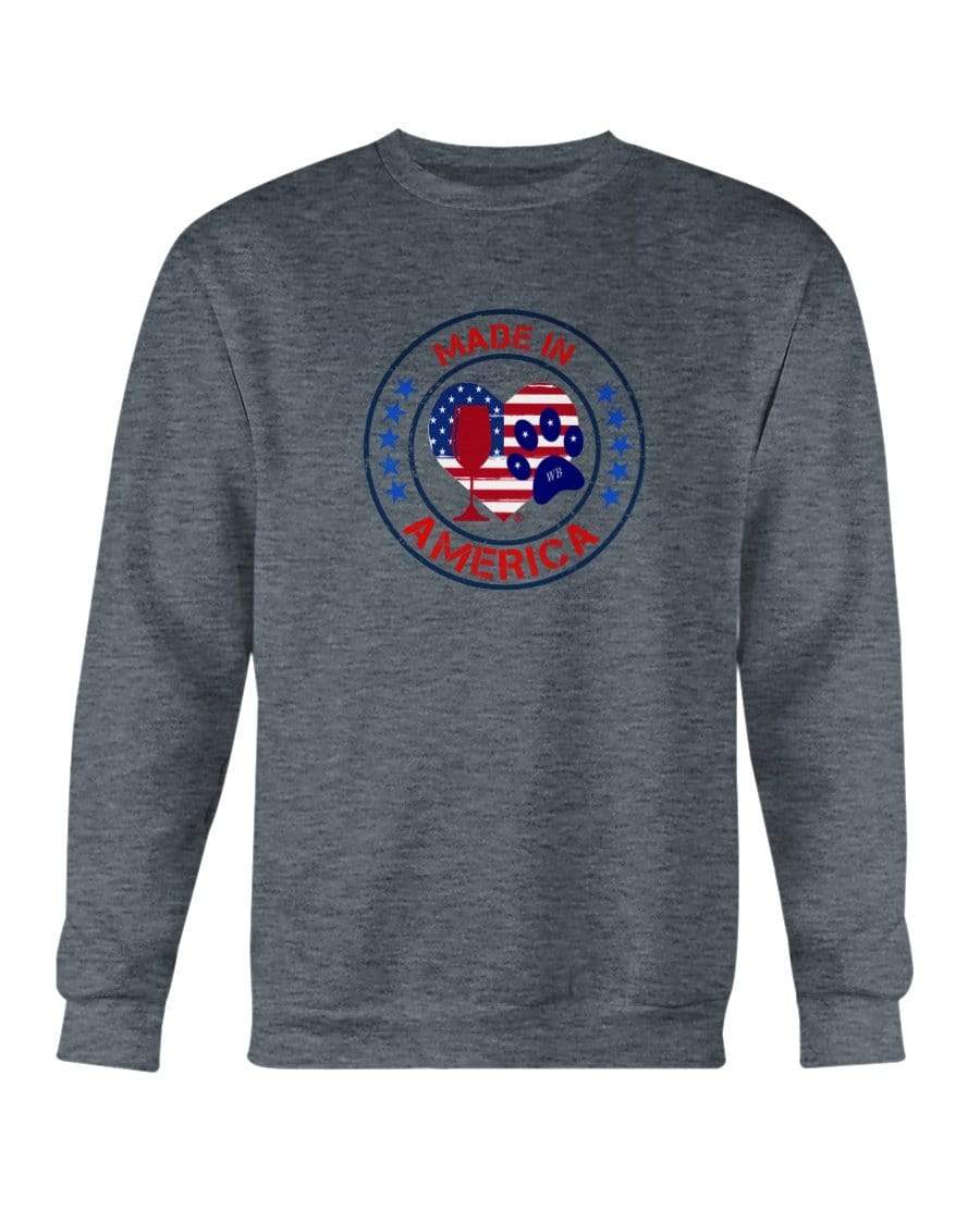 Sweatshirts Dark Heather / S Winey Bitches Co "Made In America" Sweatshirt - Crew WineyBitchesCo
