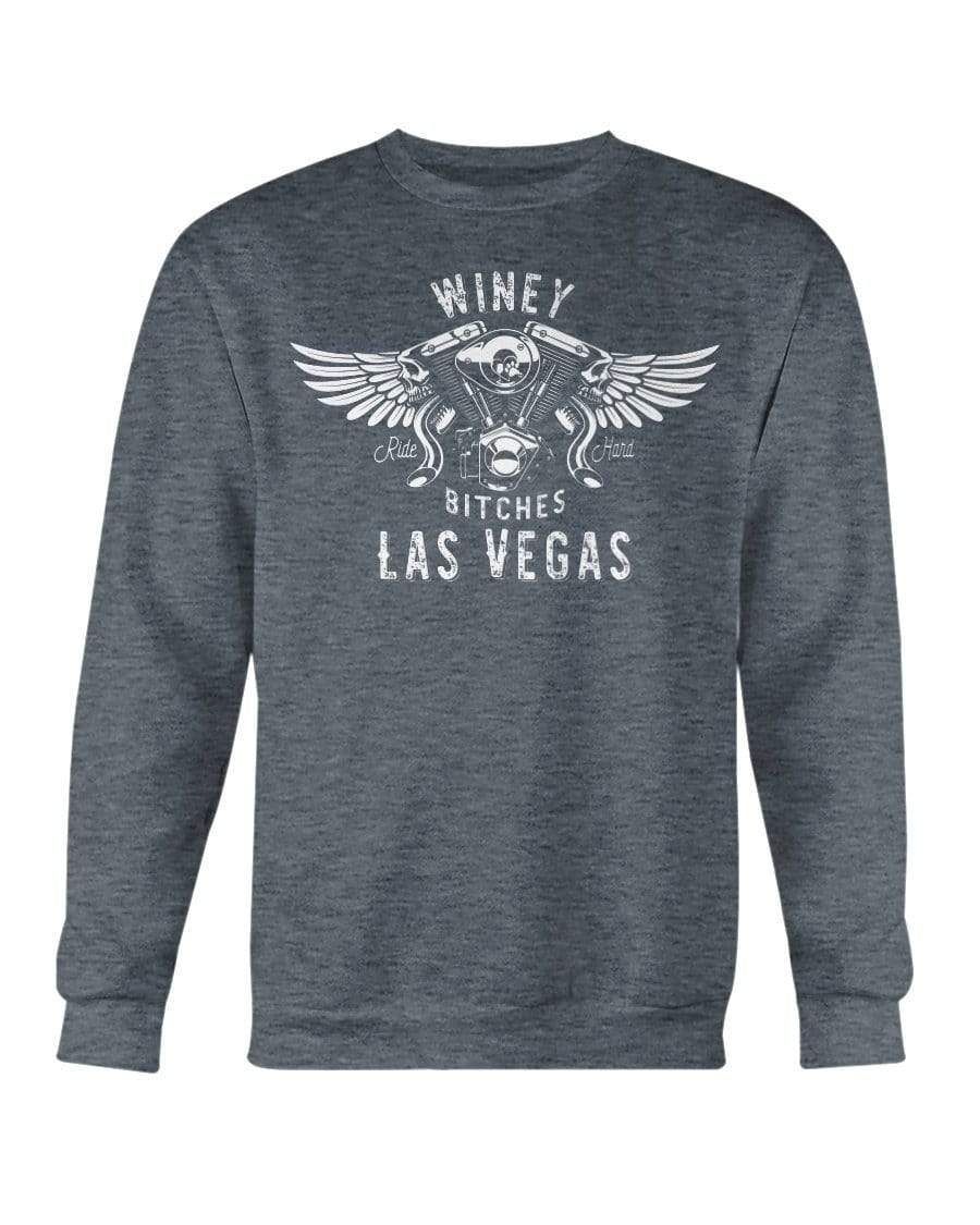 Sweatshirts Dark Heather / S Winey Bitches "Ride Hard Las Vegas" Sweatshirt - Crew-Wht Lettering WineyBitchesCo