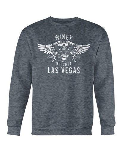Sweatshirts Dark Heather / S Winey Bitches "Ride Hard Las Vegas" Sweatshirt - Crew-Wht Lettering WineyBitchesCo