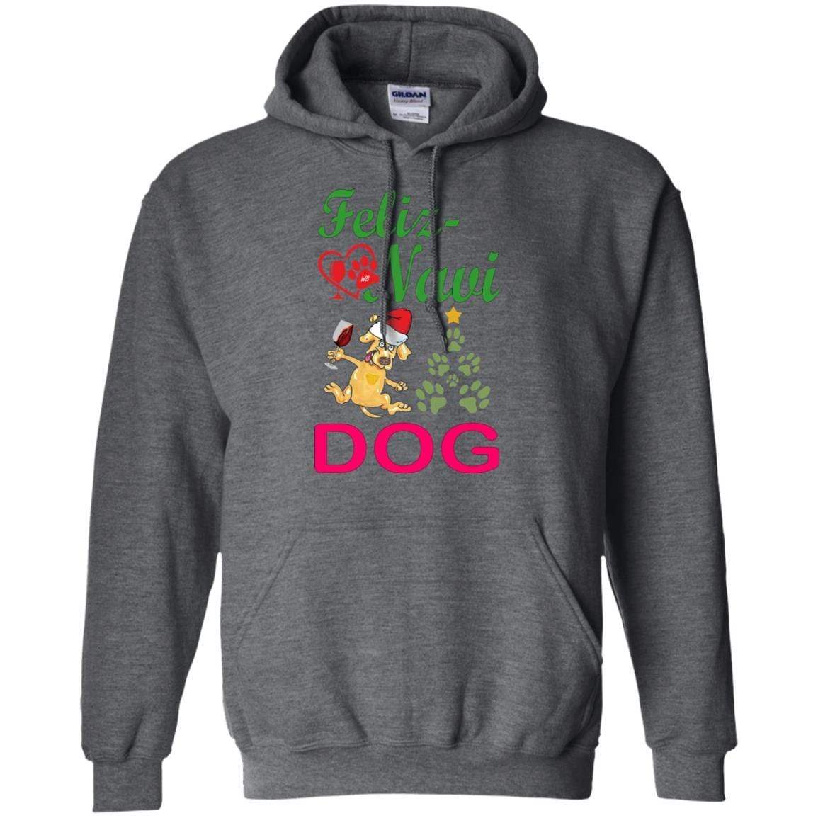 Sweatshirts Dark Heather / S WineyBitches.Co "Feliz Navi Dog" Pullover Unisex Hoodie 8 oz. WineyBitchesCo