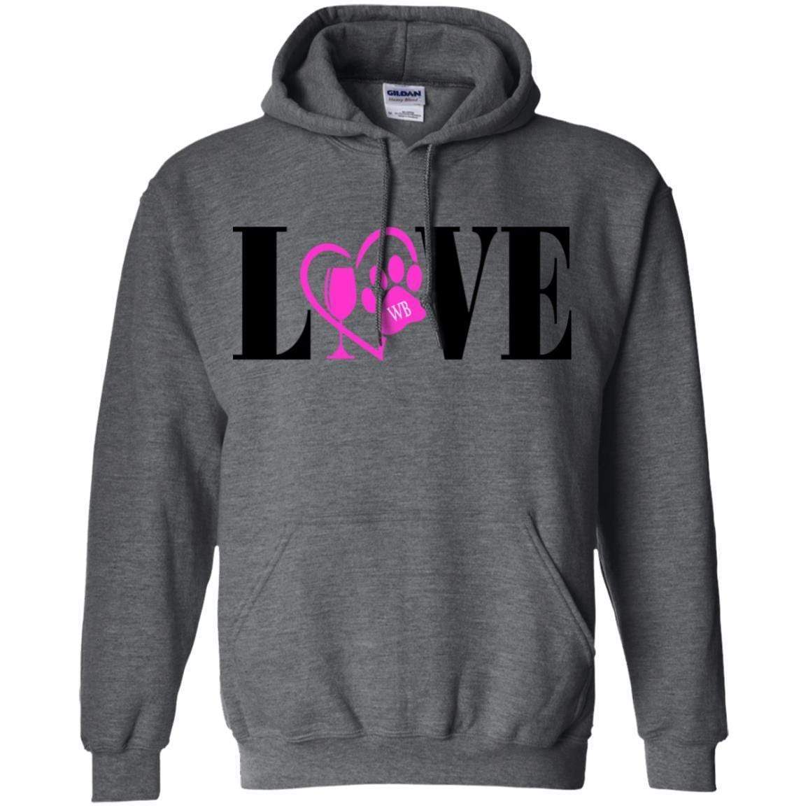 Sweatshirts Dark Heather / S WineyBitches.co "Love Paw"Pullover Hoodie 8 oz. WineyBitchesCo