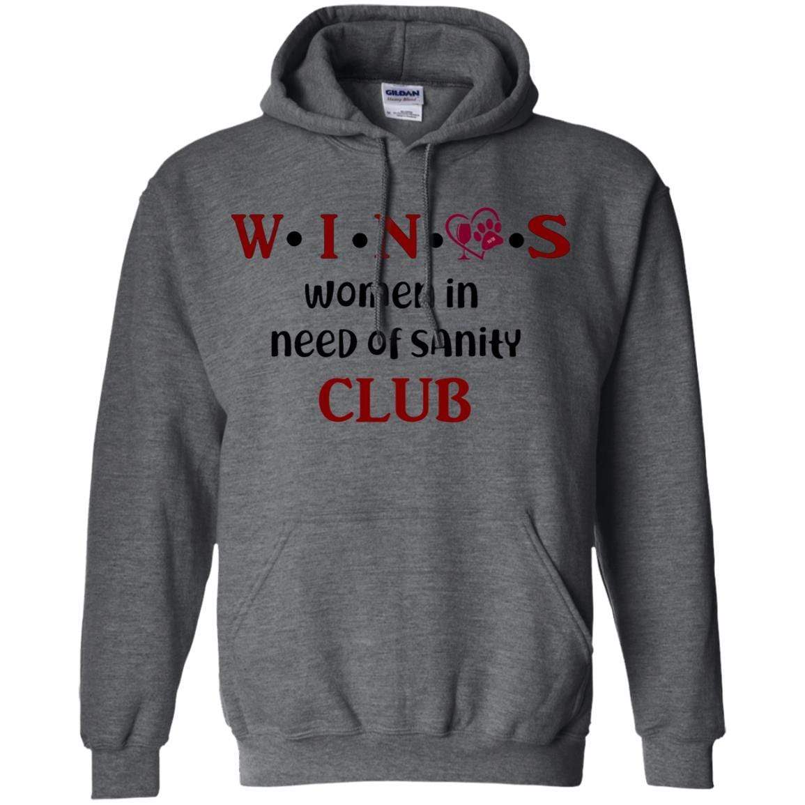 Sweatshirts Dark Heather / S WineyBitches.Co WINOS Club Pullover Hoodie 8 oz. (Burg Lettering) WineyBitchesCo