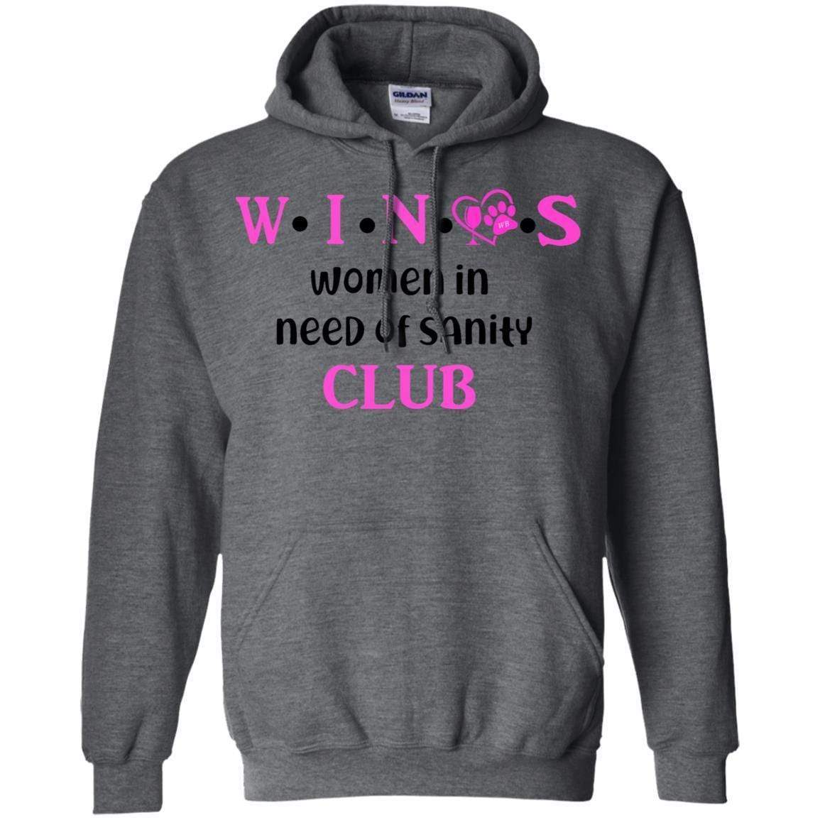 Sweatshirts Dark Heather / S WineyBitches.Co WINOS Club Pullover Hoodie 8 oz. (Pink Lettering) WineyBitchesCo