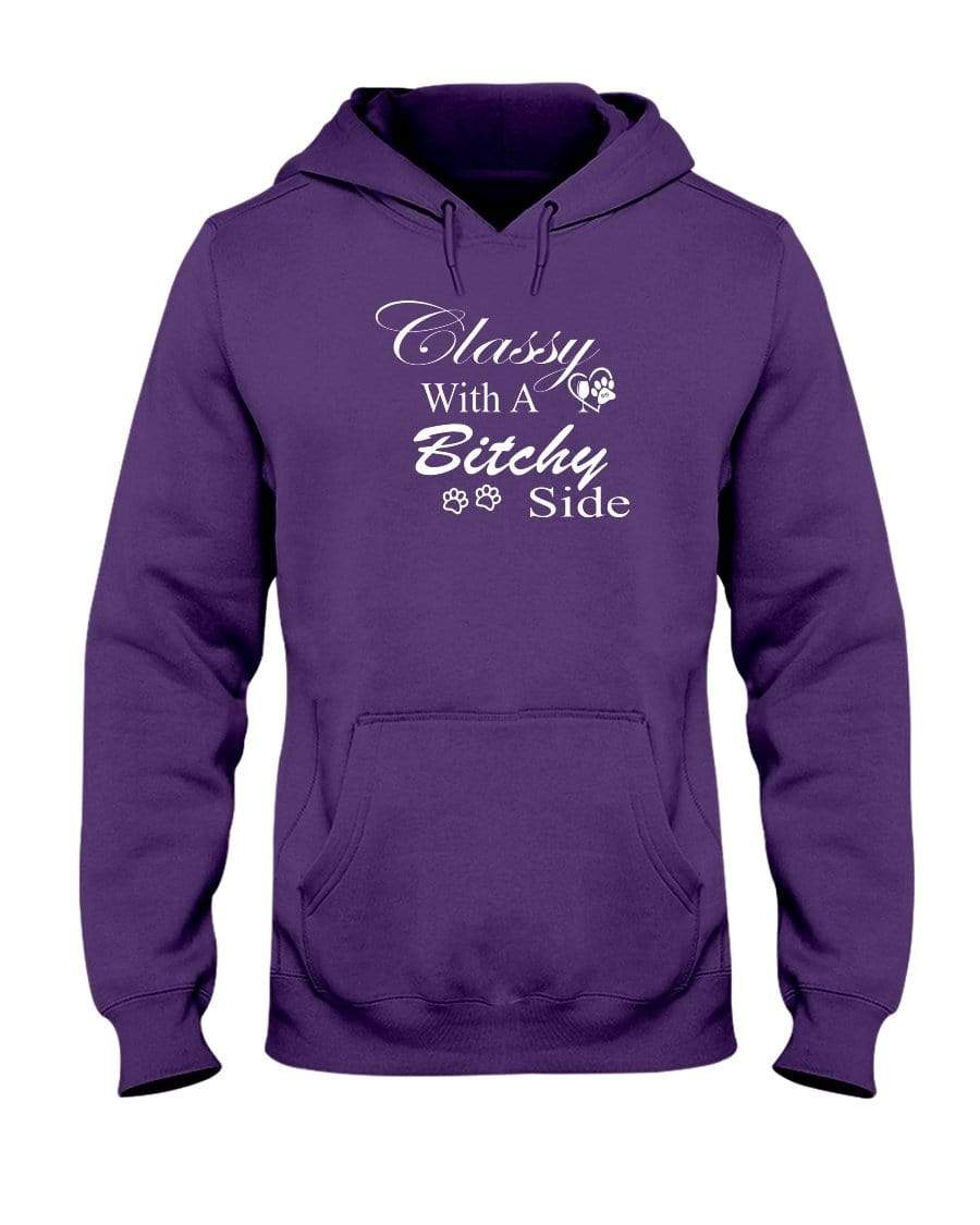 Sweatshirts Deep Purple / S Winey Bitches Co "Classy with a Bitchy Side" White Letters 50/50 Hoodie WineyBitchesCo