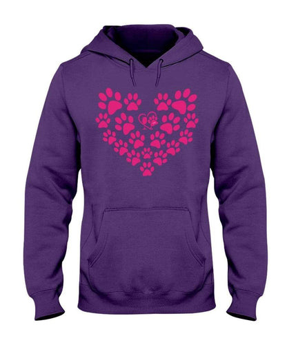 Sweatshirts Deep Purple / S Winey Bitches Co Heart Paws (Pink) 50/50 Hoodie-Pink Lttrs WineyBitchesCo
