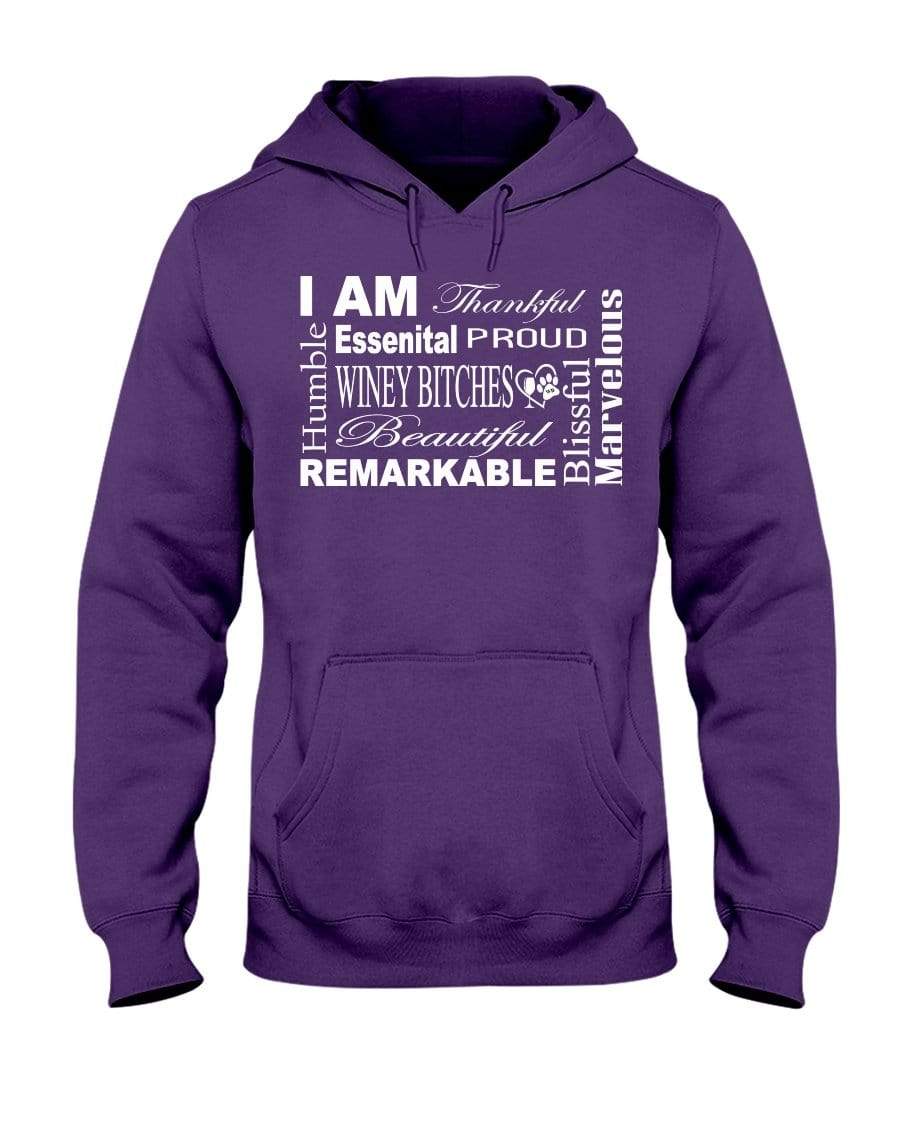 Sweatshirts Deep Purple / S Winey Bitches Co "I Am Essential" White Letters- 50/50 Hoodie WineyBitchesCo