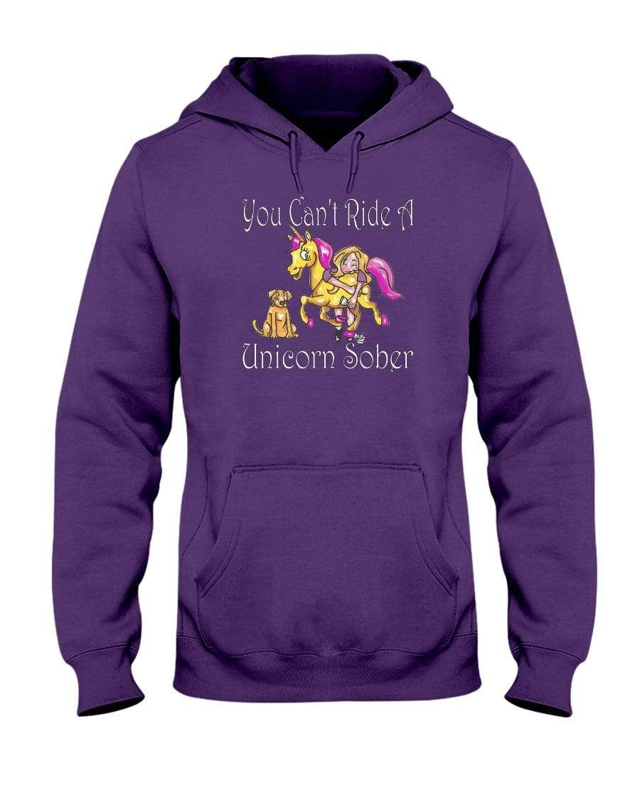 Sweatshirts Deep Purple / S Winey Bitches Co "You Can't Ride A Unicorn Sober" 50/50 Hoodie WineyBitchesCo