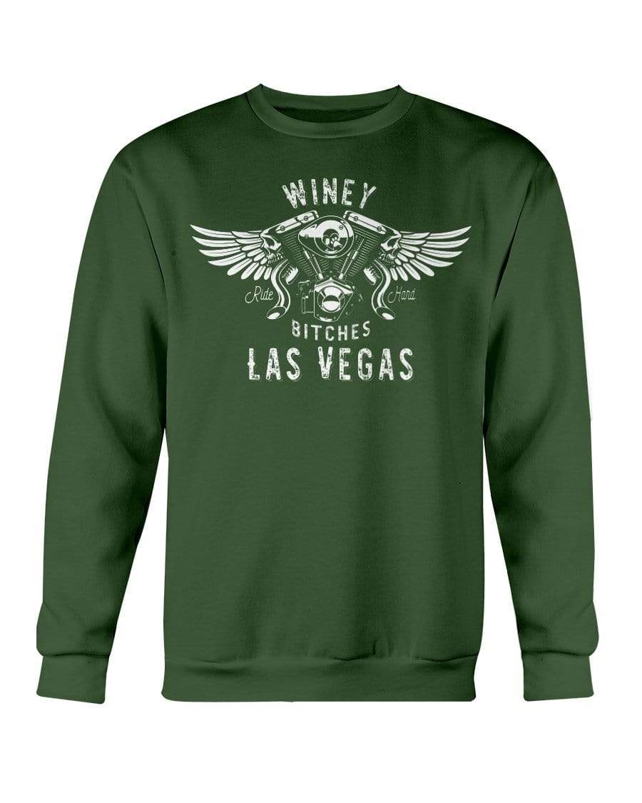Sweatshirts Forest Green / S Winey Bitches "Ride Hard Las Vegas" Sweatshirt - Crew-Wht Lettering WineyBitchesCo