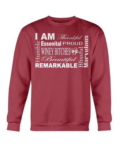 Sweatshirts Garnet / S Winey Bitches Co "I Am Proud" White Lettering-Sweatshirt - Crew WineyBitchesCo