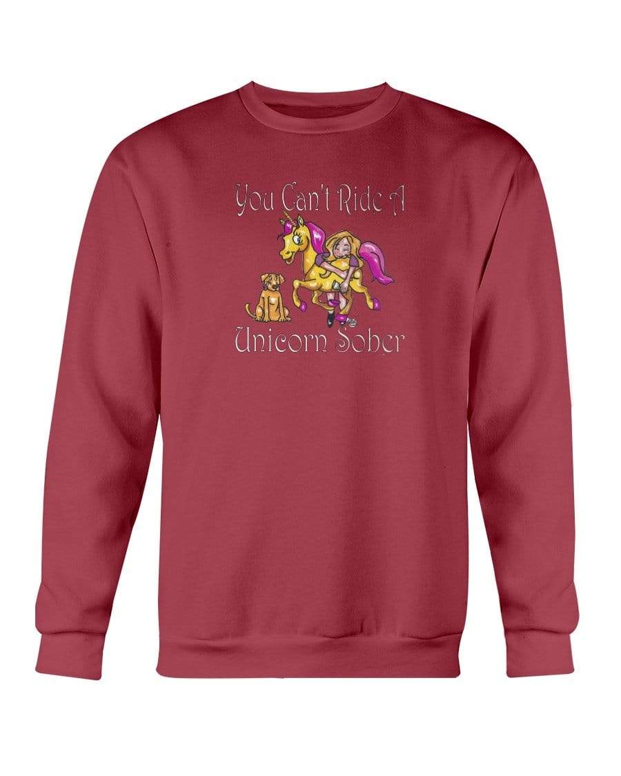 Sweatshirts Garnet / S Winey Bitches Co "You Can't Ride A Unicorn Sober" Sweatshirt - Crew WineyBitchesCo