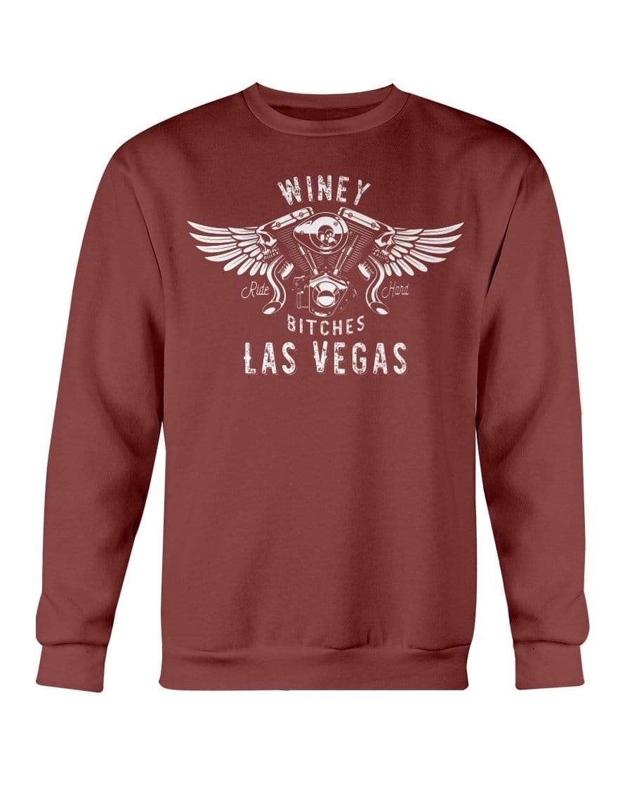 Sweatshirts Garnet / S Winey Bitches "Ride Hard Las Vegas" Sweatshirt - Crew-Wht Lettering WineyBitchesCo