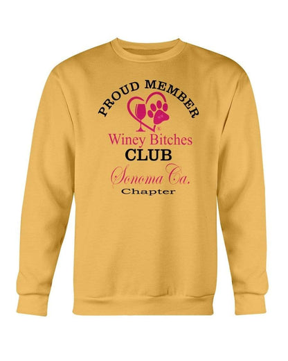 Sweatshirts Gold / S Winey Bitches Club-Proud Member- Sonoma Ca Chapter Sweatshirt - Crew WineyBitchesCo