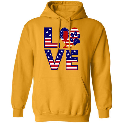 Sweatshirts Gold / S Winey Bitches Co "American Love Paw" Pullover Hoodie 8 oz. WineyBitchesCo