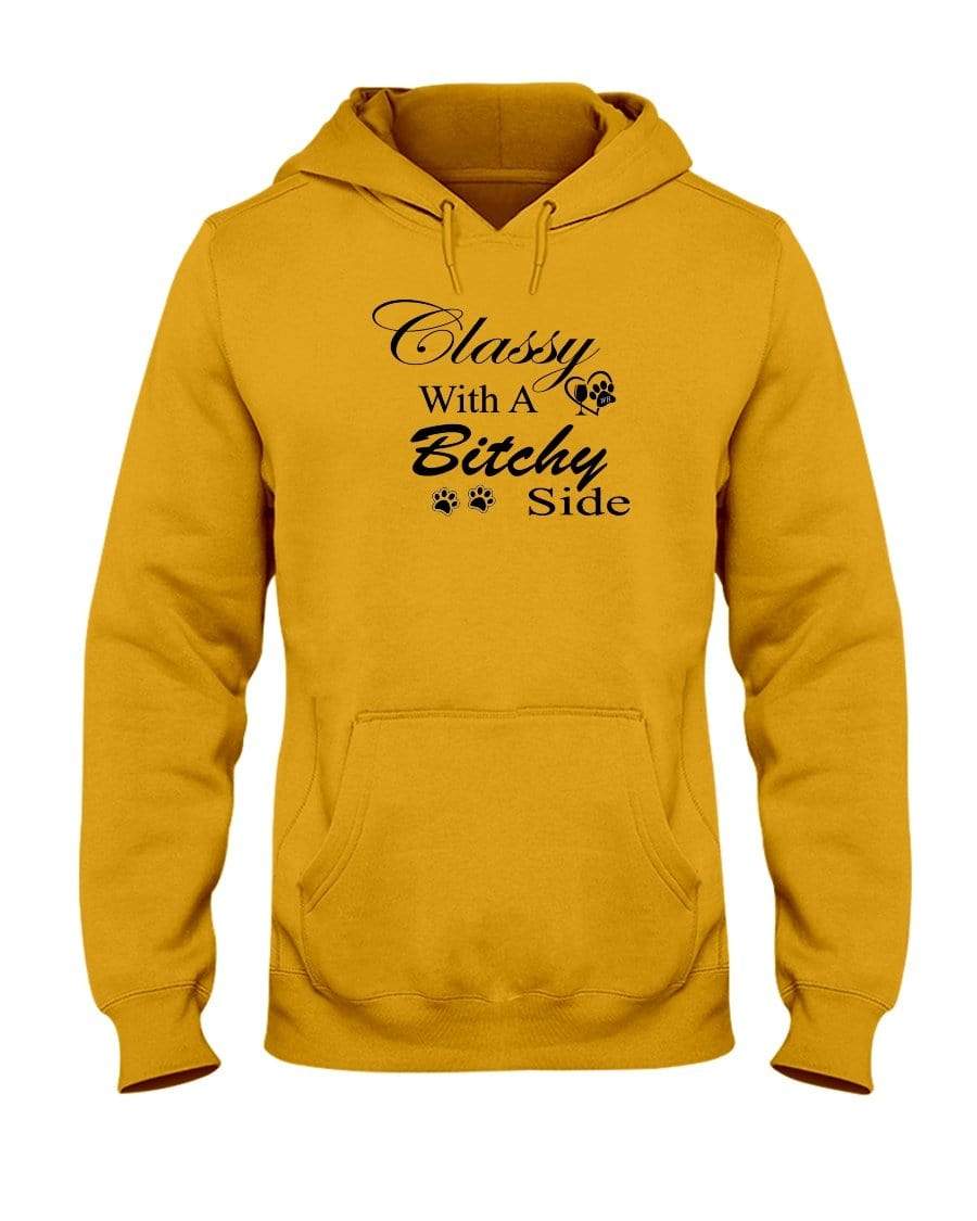 Sweatshirts Gold / S Winey Bitches Co "Classy with a Bitchy Side" White Letters 50/50 Hoodie WineyBitchesCo