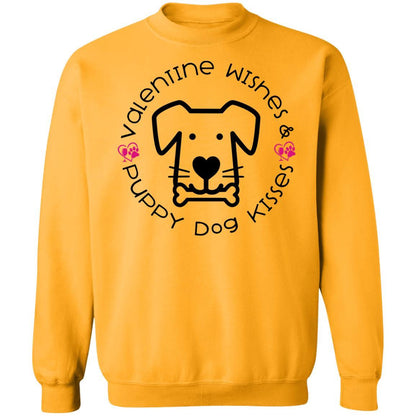 Sweatshirts Gold / S Winey Bitches Co Crewneck 'Valentine Wishes and Puppy Dog Kisses" (Dog) Pullover Sweatshirt  8 oz. WineyBitchesCo